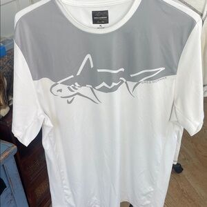 Greg Norman Collection Men's Shark Logo Tee - White and Gray